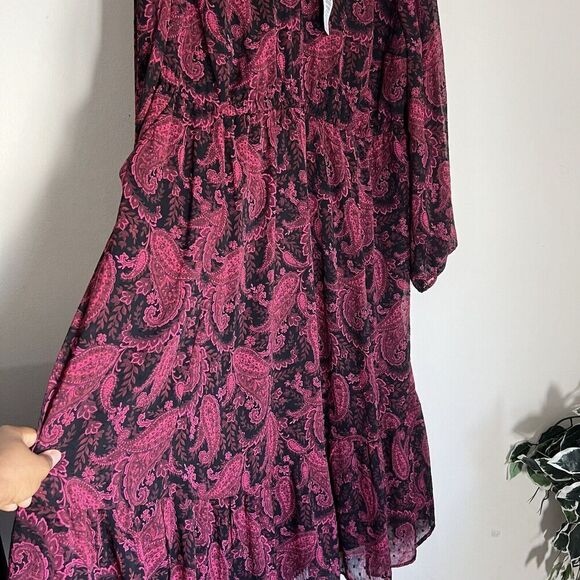 Torrid Tea Length Clip Dot Open Back A-Line Dress Tiered Paisley 2X New - Picture 3 of 8